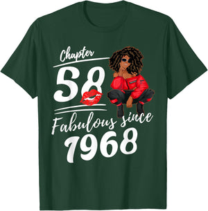 Chapter 58 Fabulous Since 1968 Birthday Queen Afro Girl T-Shirt - T-Shirt | Forest