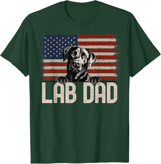 Best Dog Dad Ever American Flag - Lab Dad T-Shirt - T-Shirt | Forest
