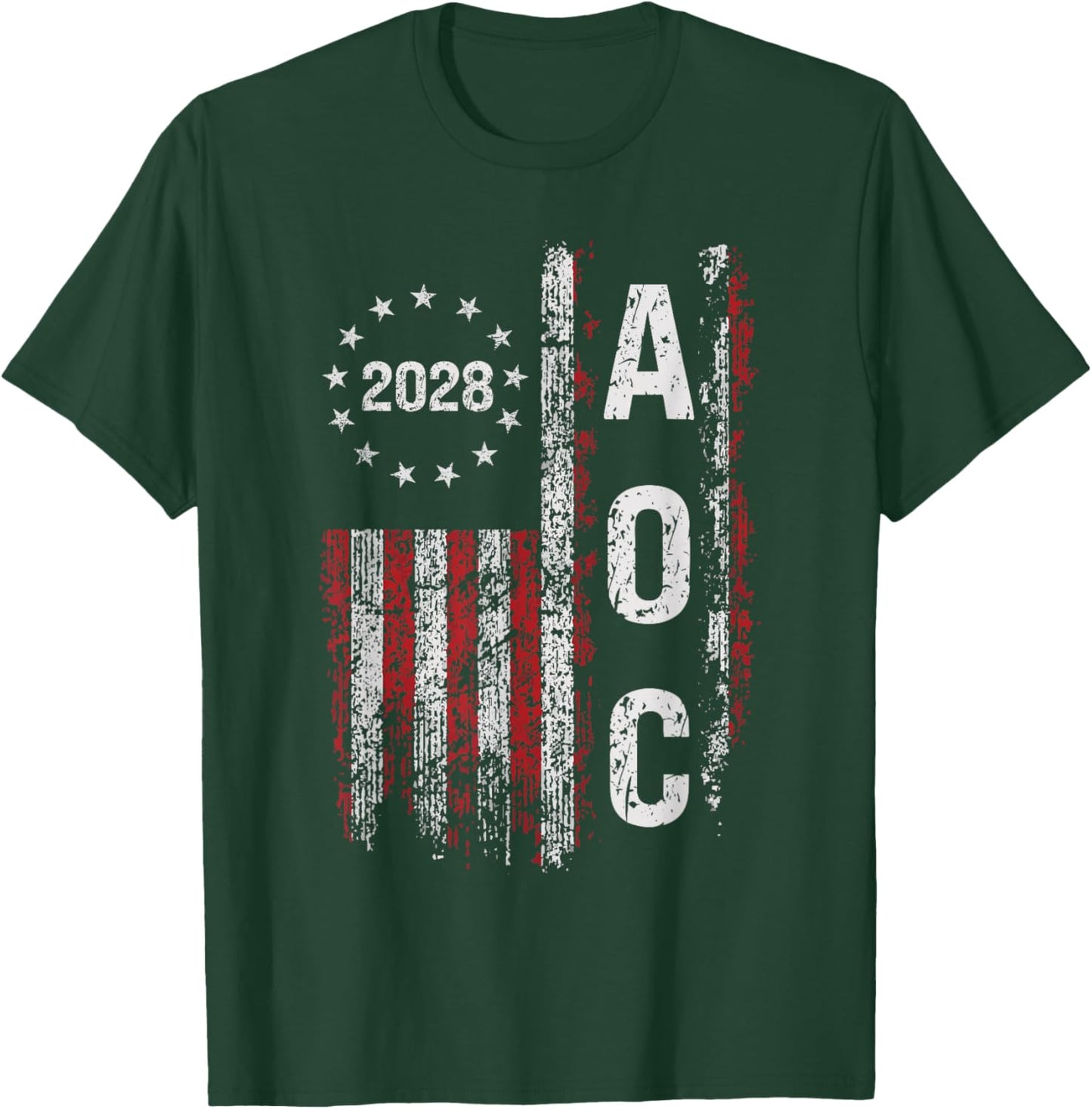 AOC Alexandria Ocasio Cortez 2028 For President Election T-Shirt - T-Shirt | Forest