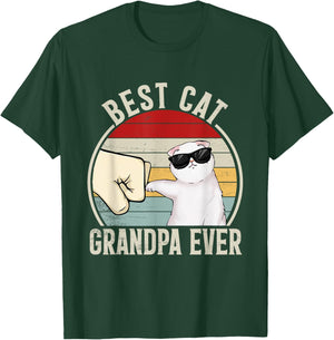 Retro Best Cat Grandpa Ever Funny Fist Bump Granddad Women T-Shirt - T-Shirt | Forest