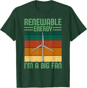 Renewable Energy I'm A Big Fan Turbine Vintage Windmill T-Shirt - T-Shirt | Forest