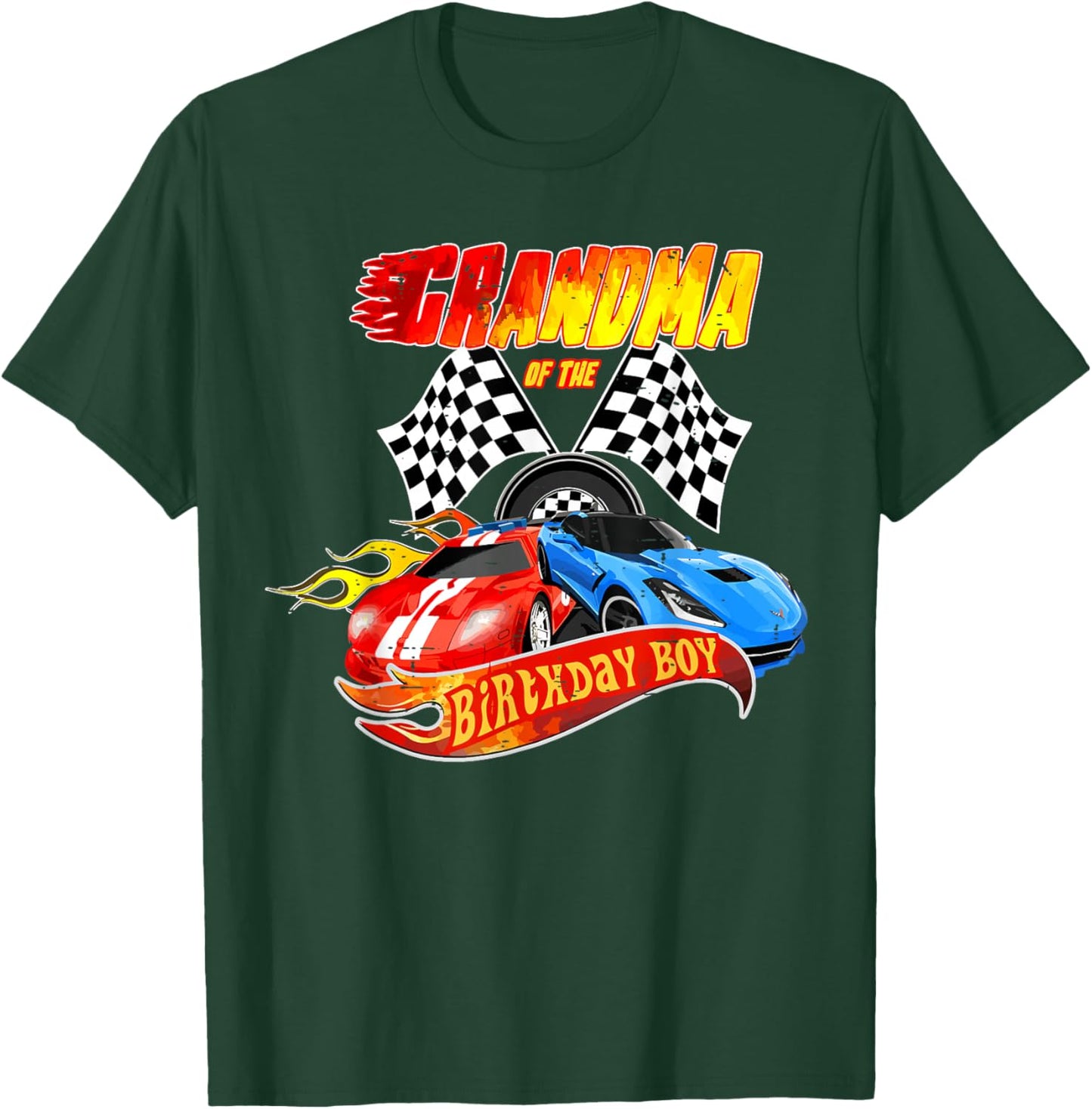 Grandma Of The Birthday Boy Race Car Birthday Party Racing T-Shirt - T-Shirt | Forest