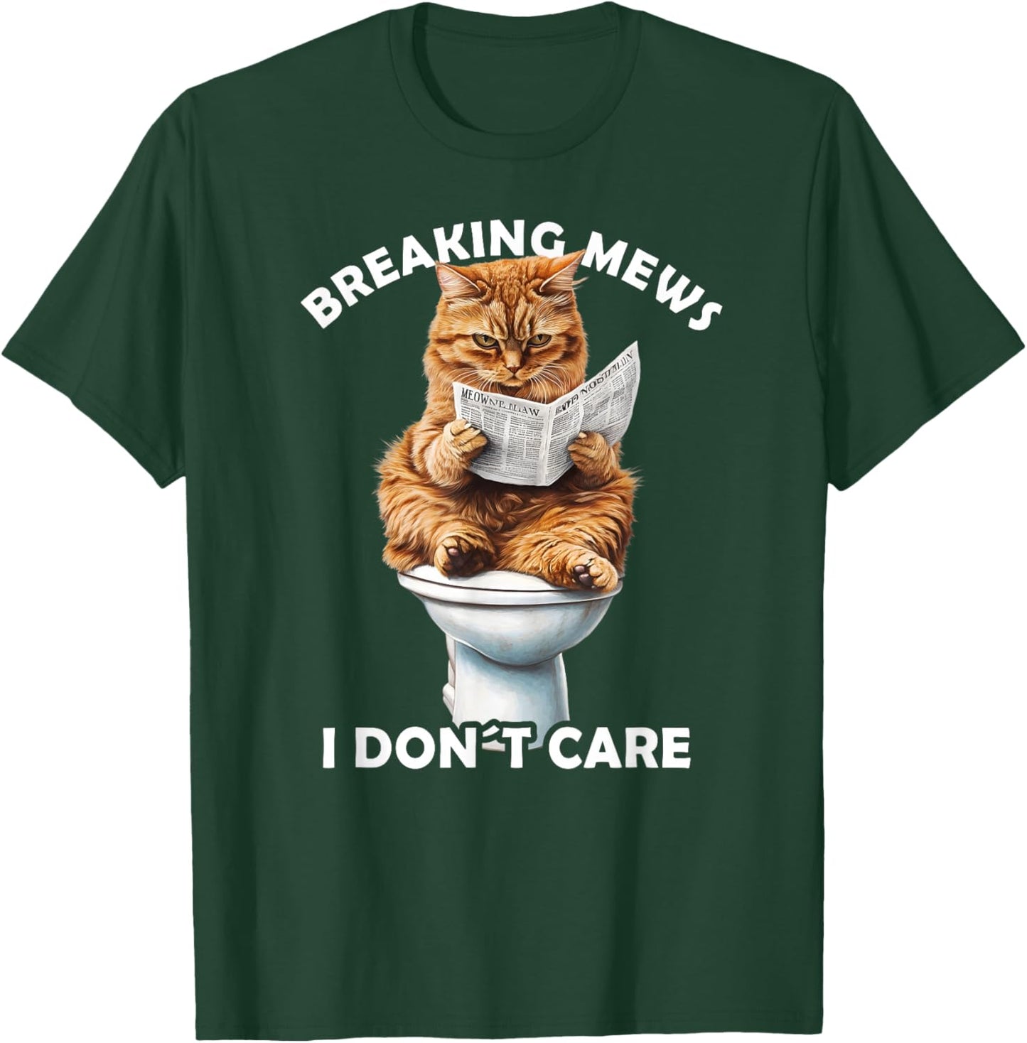 Funny Cat Toilet Reading Newspaper Cats Lover Breaking News T-Shirt - T-Shirt | Forest