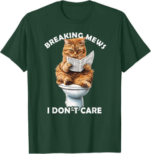 Funny Cat Toilet Reading Newspaper Cats Lover Breaking News T-Shirt - T-Shirt | Forest