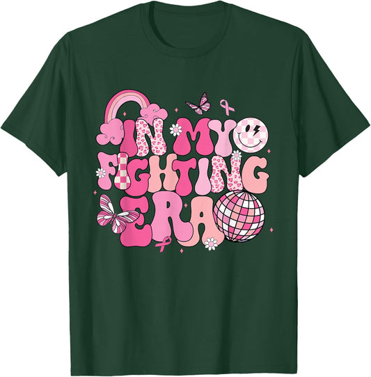Retro Groovy In My Fighting Era Breast Cancer Awareness T-Shirt - T-Shirt | Forest