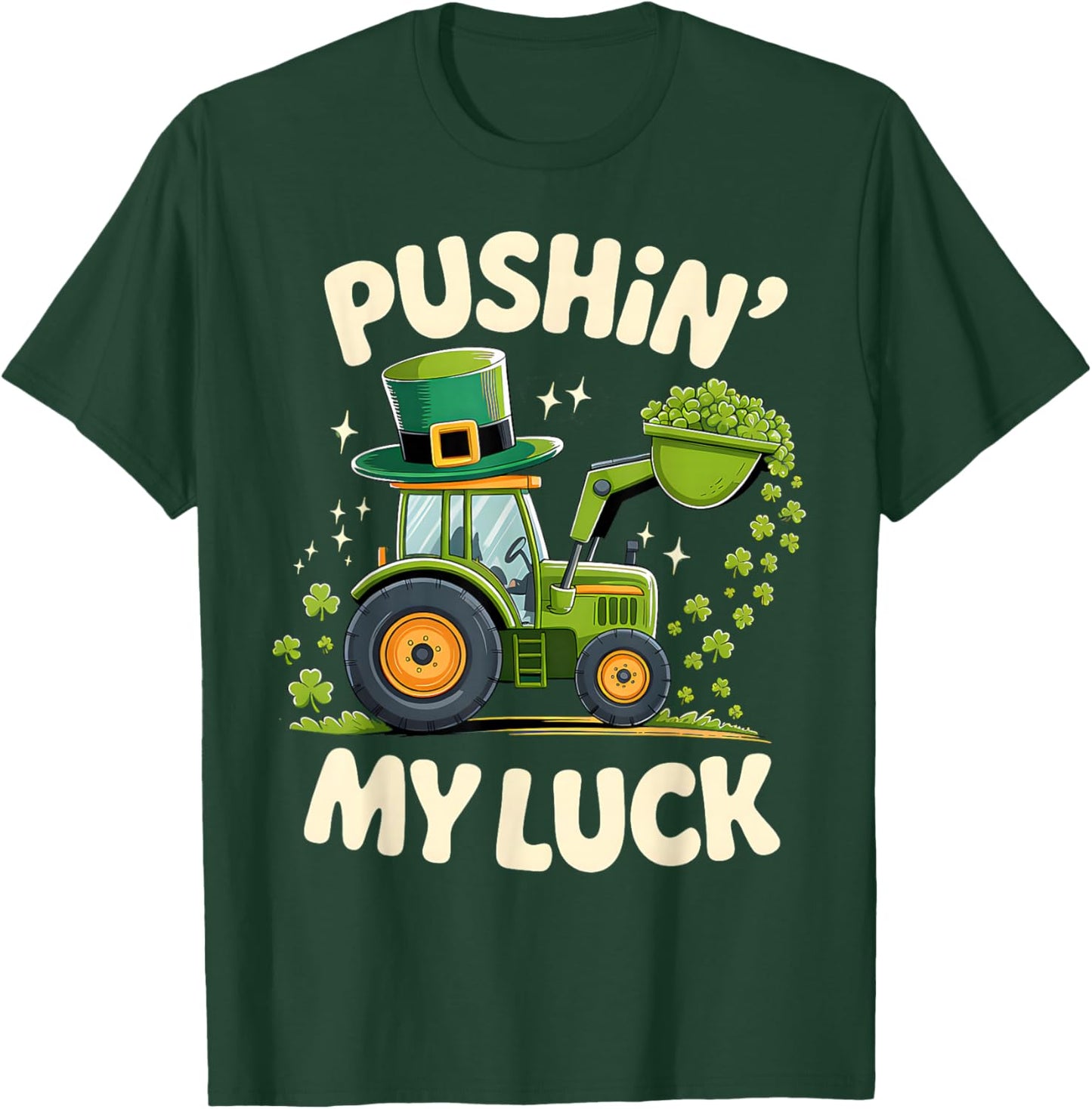 Pushing My Luck Tractor St Patricks Day Boys Toddler Kids T-Shirt - T-Shirt | Forest