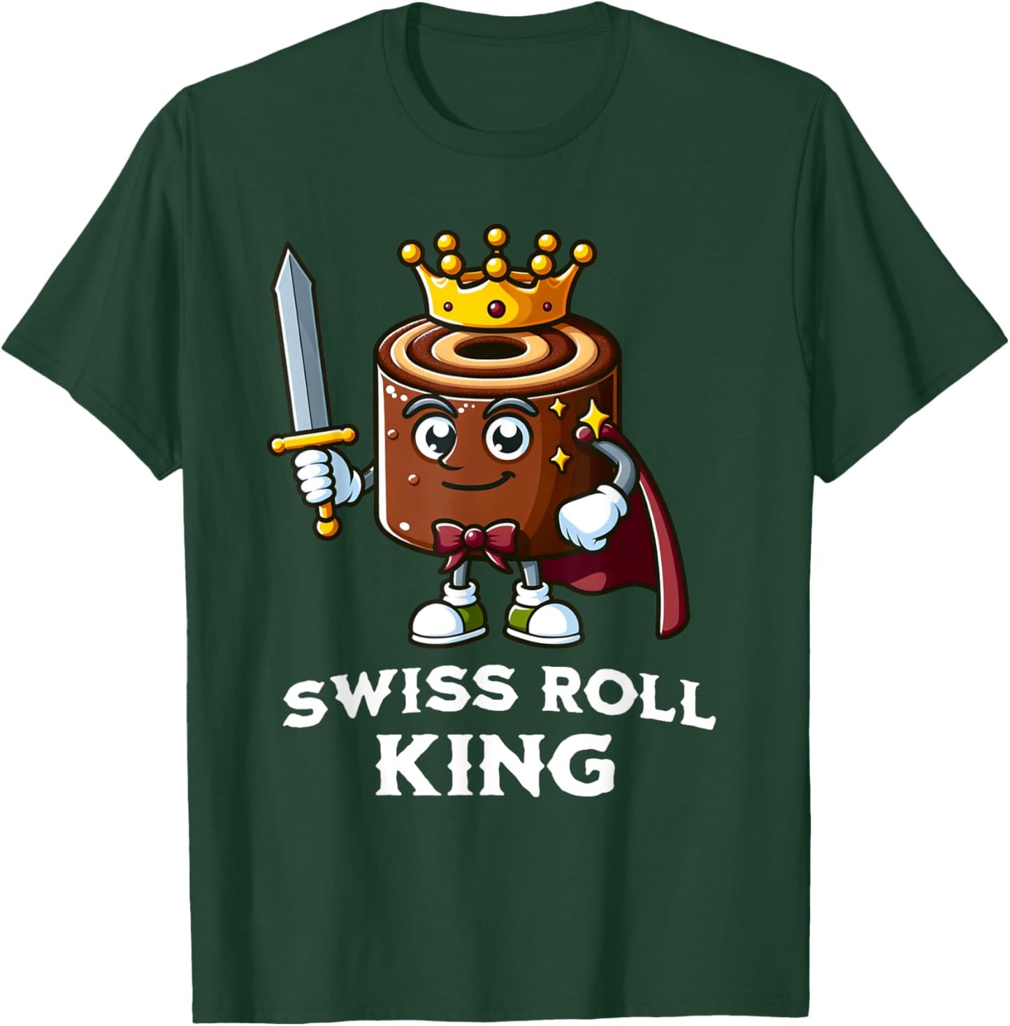 Swiss Roll King Funny Swiss Roll Lover Illustration T-Shirt - T-Shirt | Forest