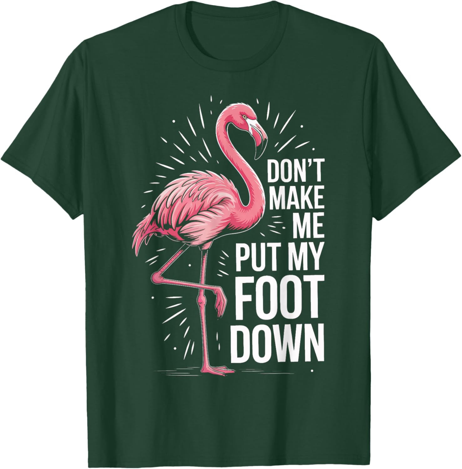 Tropical Birdwatcher Dont Make Me Put My Foot Down Flamingo T-Shirt - T-Shirt | Forest