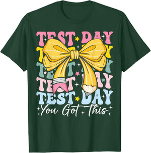 Test Day You Got This Coquette Bow Teacher Testing Day Girls T-Shirt - T-Shirt | Forest