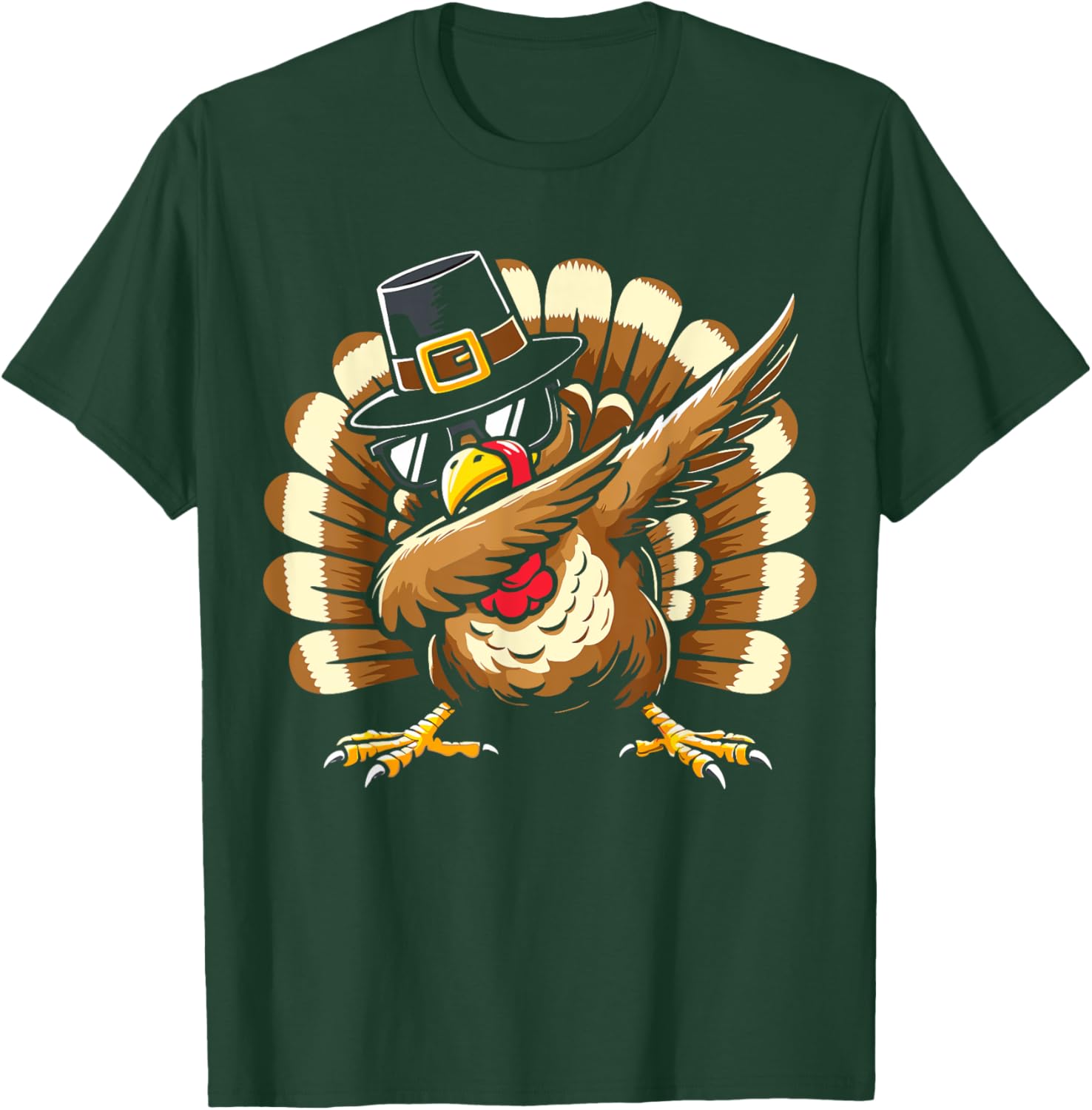 Dabbing turkey pilgrim for thanksgiving family kids T-Shirt - T-Shirt | Forest