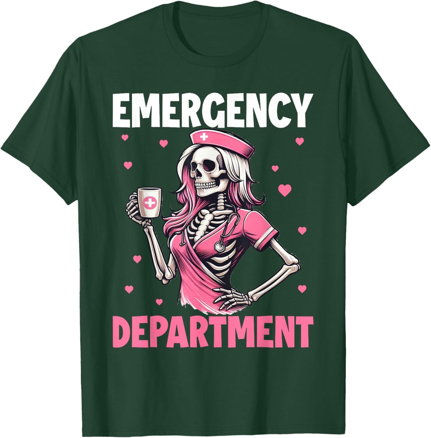 Valentine Er Nurse Emergency Department Room Skeleton Nurse T-Shirt - T-Shirt | Forest