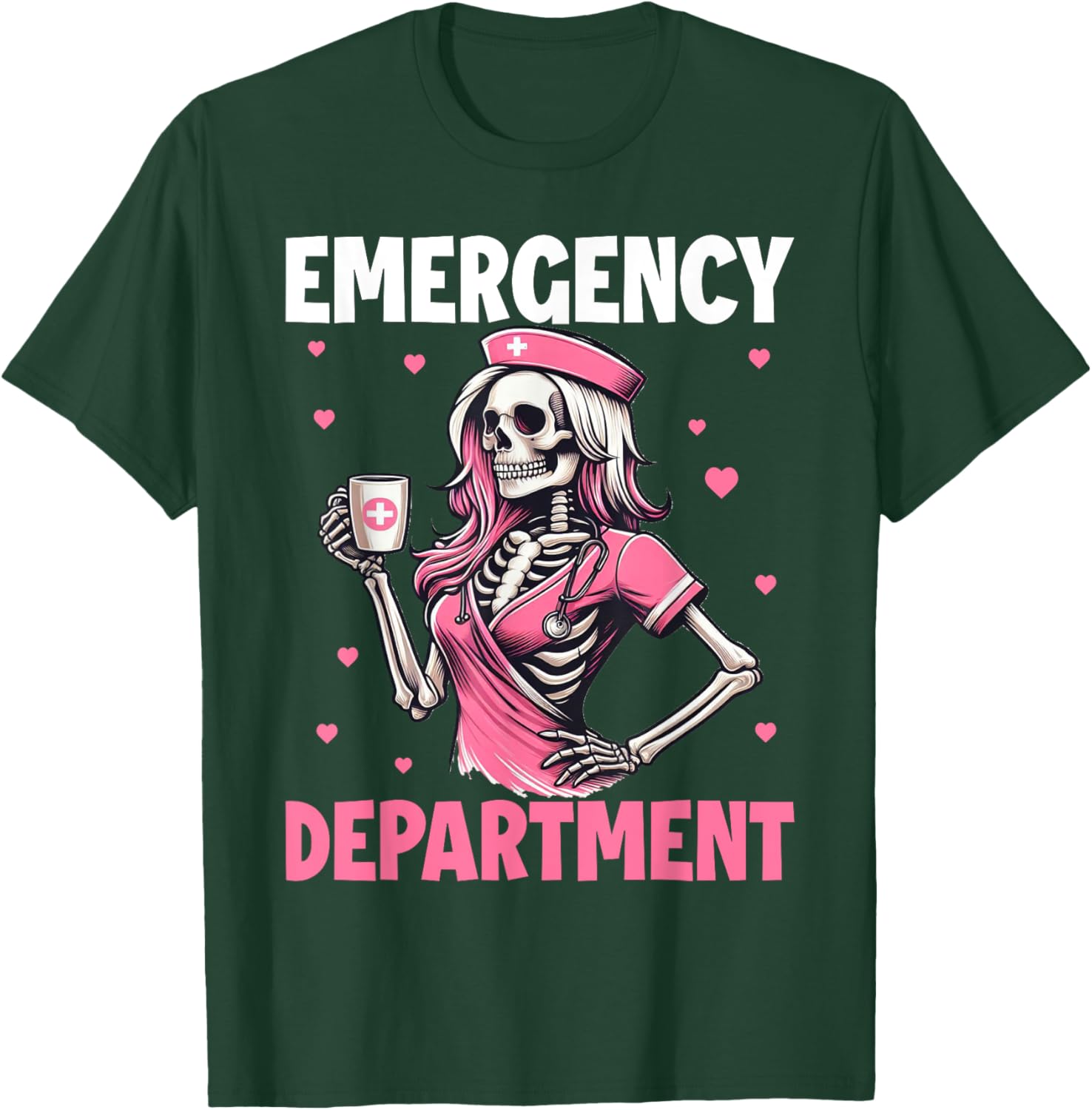 Valentine Er Nurse Emergency Department Room Skeleton Nurse T-Shirt - T-Shirt | Forest