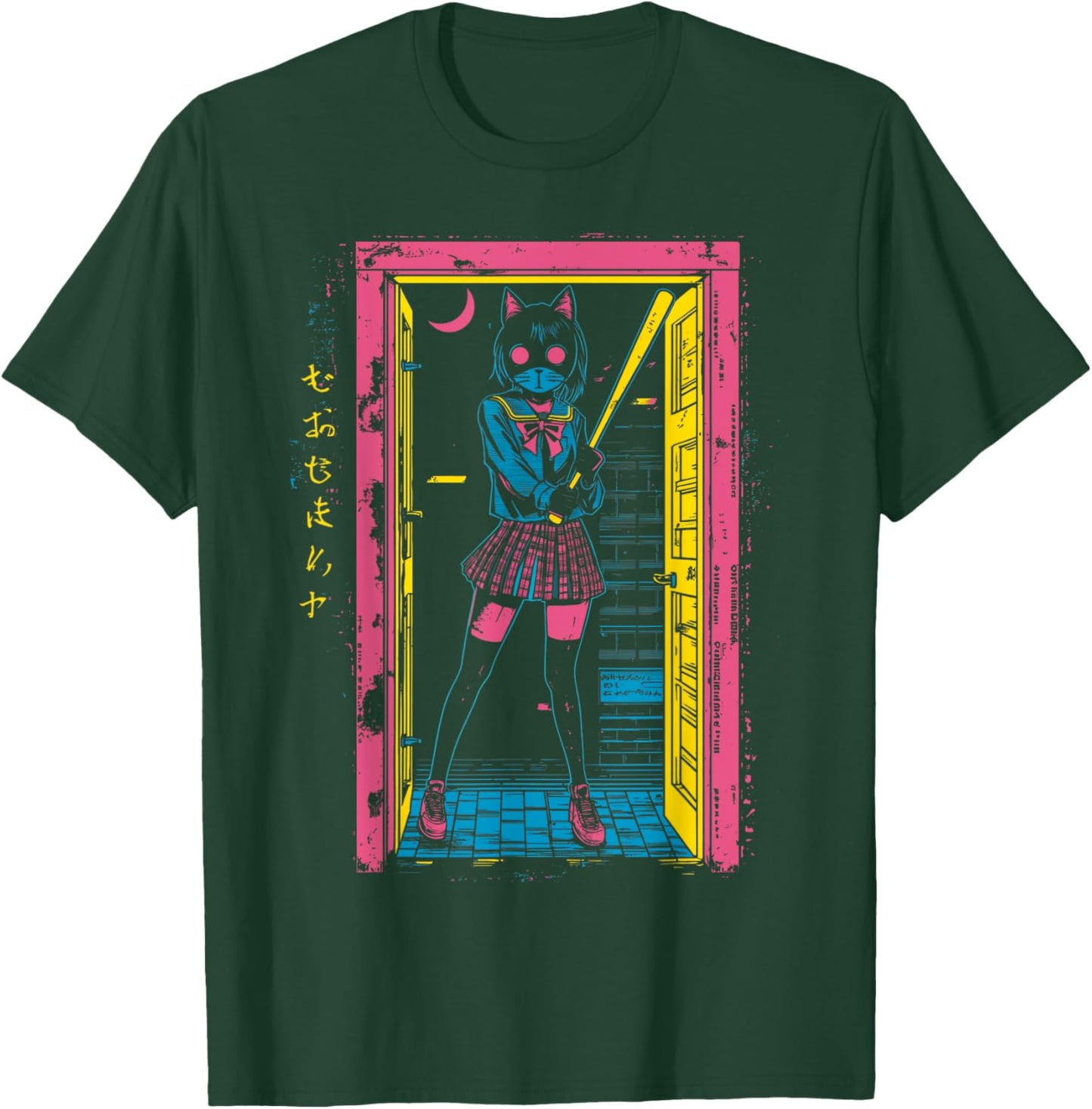 Creepy Girl Cat Grunge Slasher Pastel Goth Anime Horror T-Shirt - T-Shirt | Forest