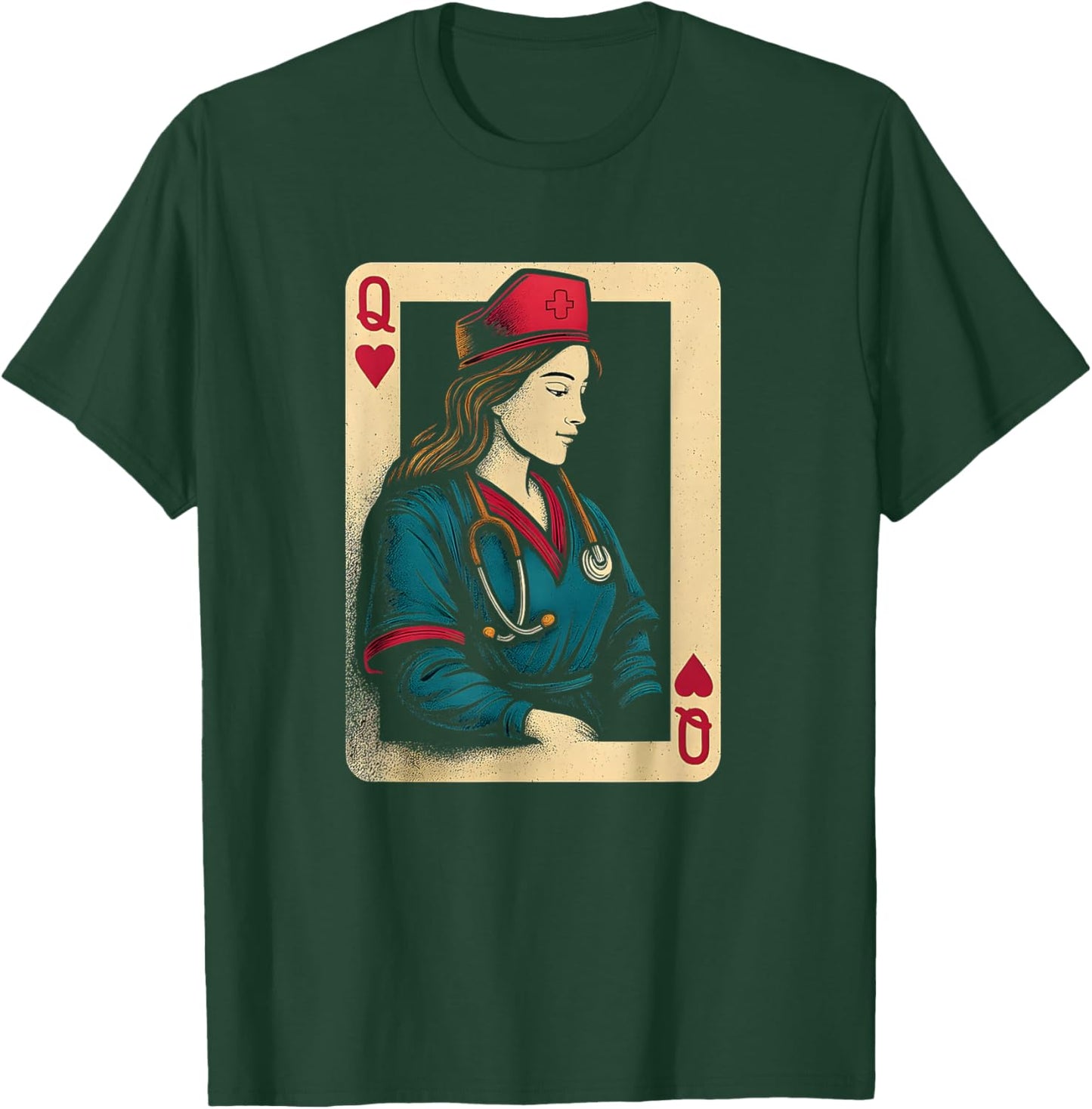 Queen of Heart Nurse Doctor Playing Card T-Shirt - T-Shirt | Forest