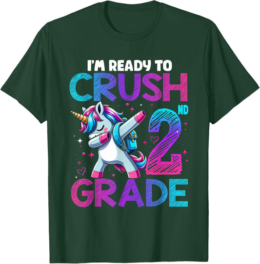 Crush 2nd grade Unicorn Girls Toddlers Kids Back To School T-Shirt - T-Shirt | Forest