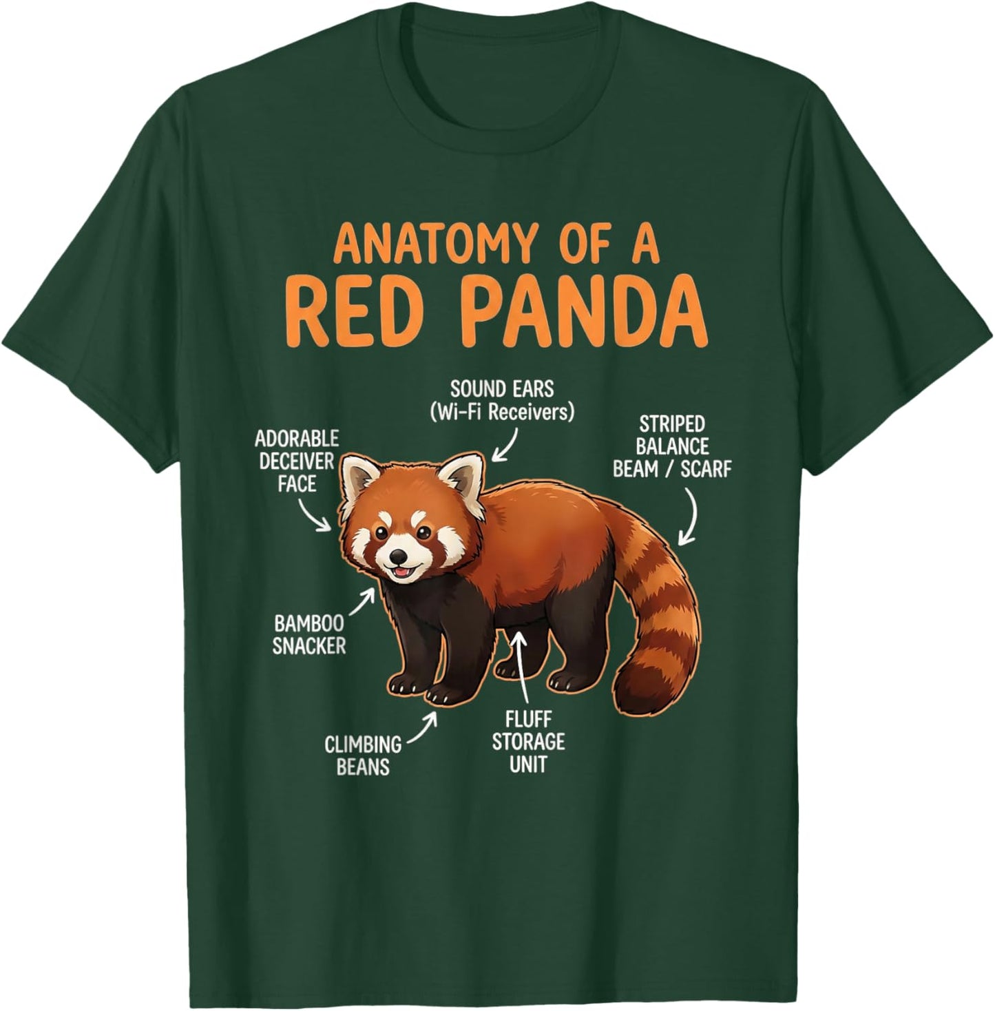 Red Panda Lover Animal Anatomy of A Red Panda T-Shirt - T-Shirt | Forest