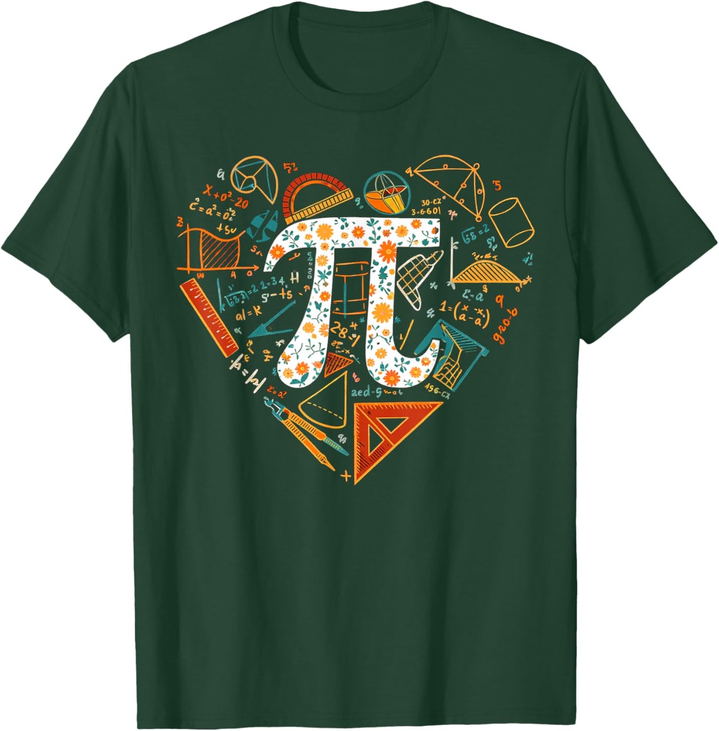 Pi Day Heart, Math Teacher, Math Lover T-Shirt - T-Shirt | Forest