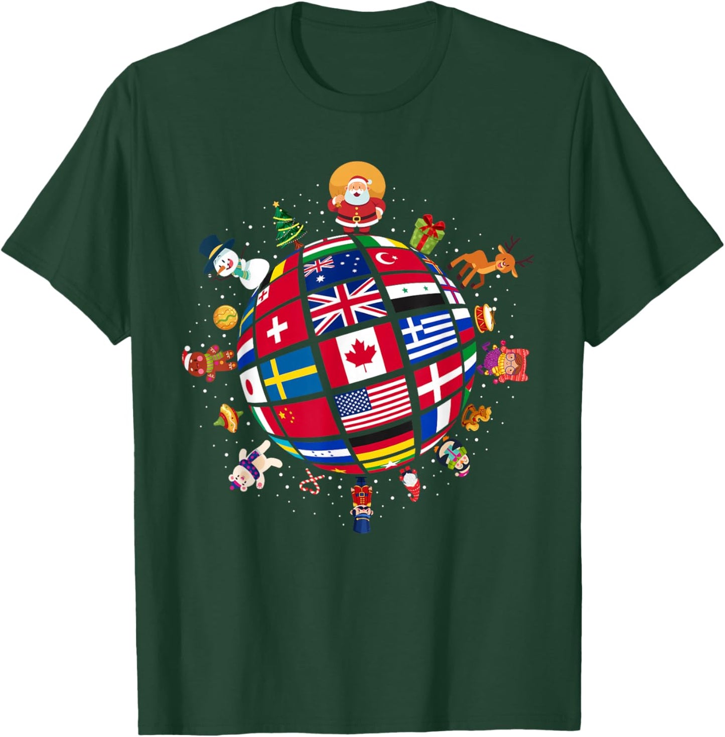 Flags Of The World Christmas Around The Globe T-Shirt - T-Shirt | Forest