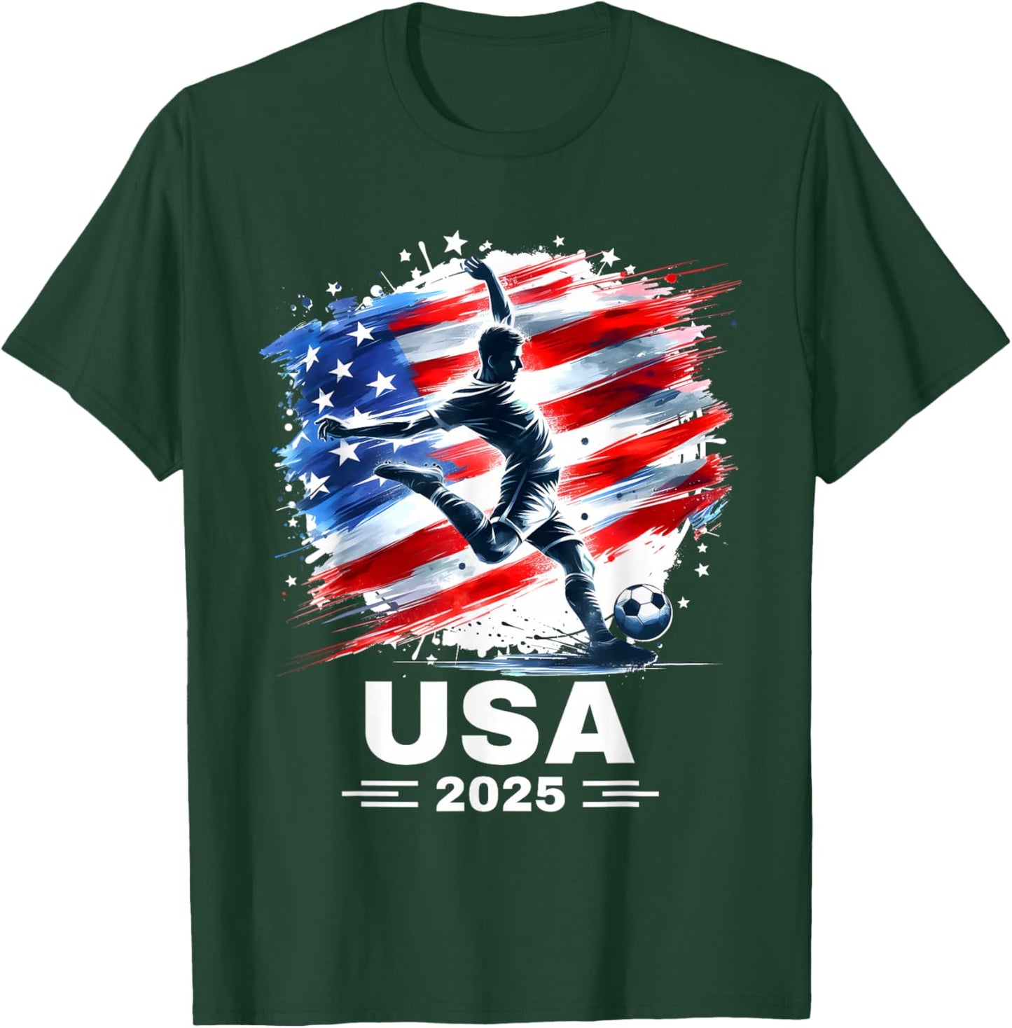 American Flag Soccer Apparel Soccer 2025 T-Shirt - T-Shirt | Forest