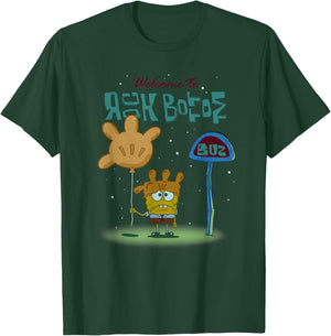Spongebob Welcome to Rock Bottom Bus Stop Cartoon T-Shirt - T-Shirt | Forest