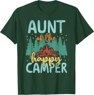 Aunt of Happy Camper 1st Birthday Party Retro Aunt T-Shirt - T-Shirt | Forest