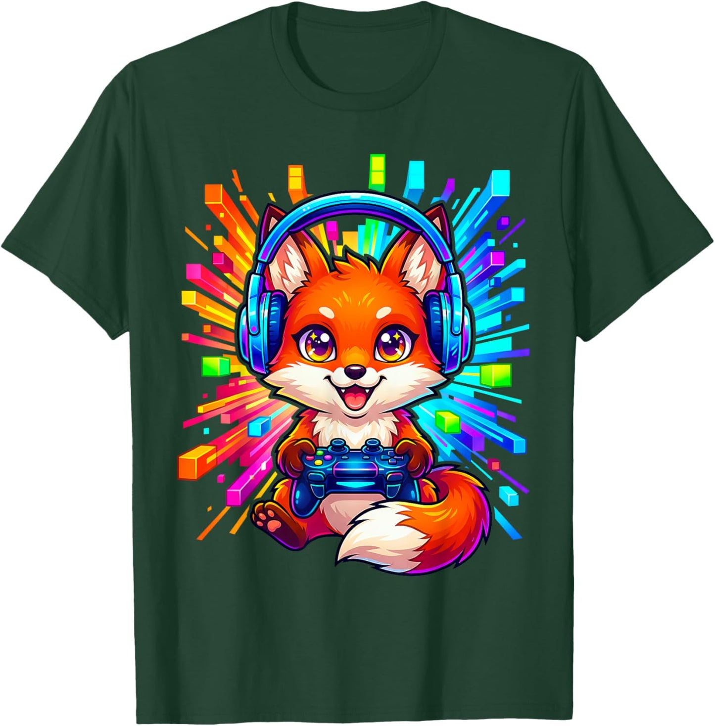 Fox Gamer Graphic Colorful Video Game Lover Boys Kids T-Shirt - T-Shirt | Forest