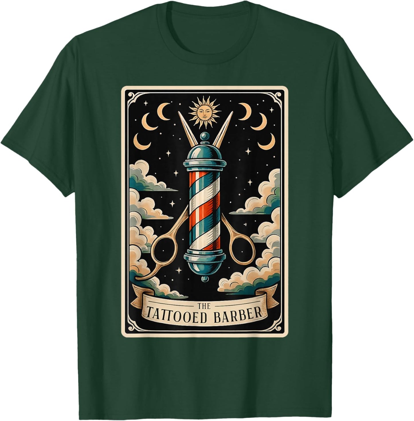 The Tattooed Barber Hairdresser Hair Cutter Tarot Card T-Shirt - T-Shirt | Forest
