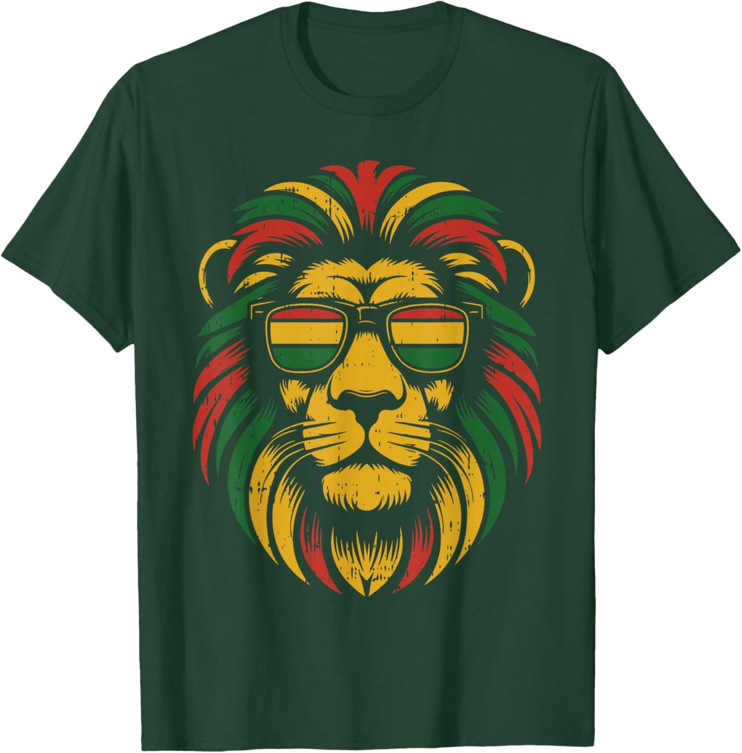 Pan African Lion Face Juneteenth Animal Black History BLM T-Shirt - T-Shirt | Forest