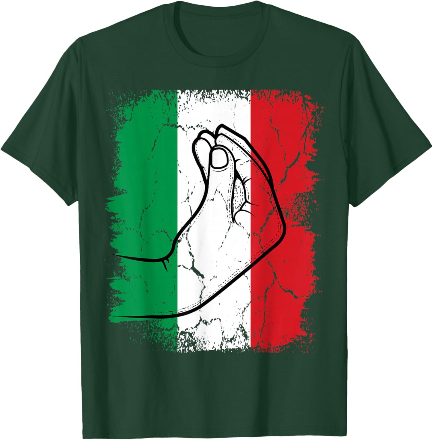 Italia Funny Italian Hand Gesture Pinched Fingers Italy Flag T-Shirt - T-Shirt | Forest