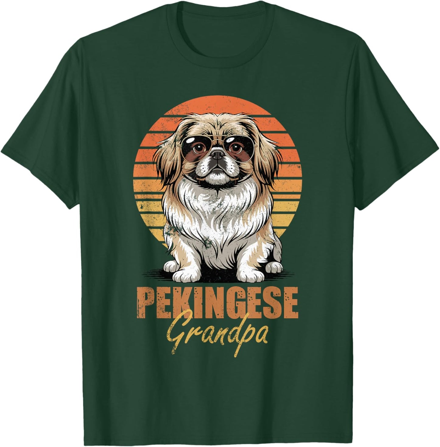 Cool Retro Pekingese Grandpa Funny Vintage Dog Lover T-Shirt - T-Shirt | Forest