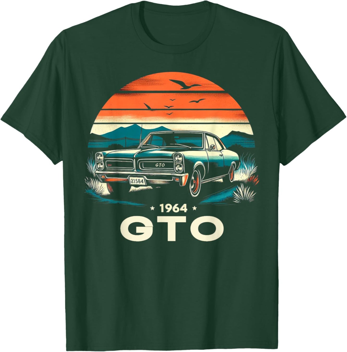 1964 64 GTO Classic Car Old School Muscle Vintage Car T-Shirt - T-Shirt | Forest