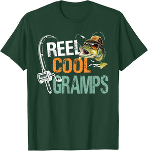Reel Cool Gramps Fishing Gramps Birthday Vintage T-Shirt - T-Shirt | Forest