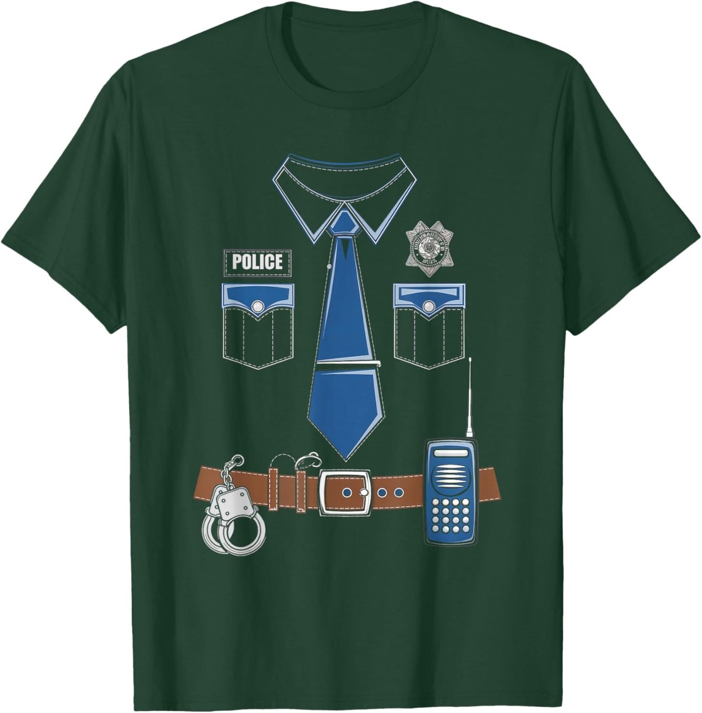 Police Costume Police Officer Cop Uniform Halloween T-Shirt - T-Shirt | Forest