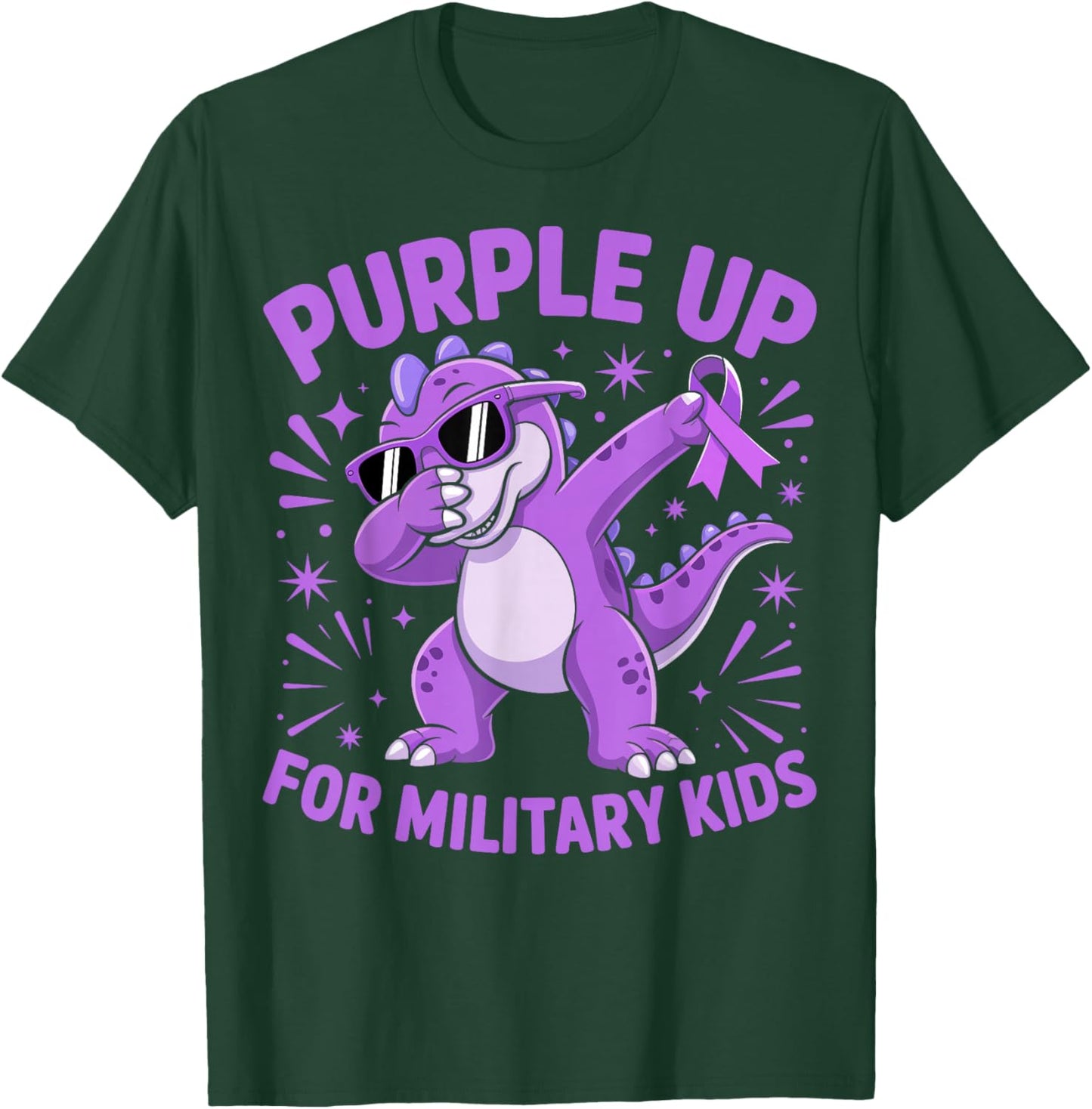 Purple Up for Military Kids Military Child Month Dinosaur T-Shirt - T-Shirt | Forest