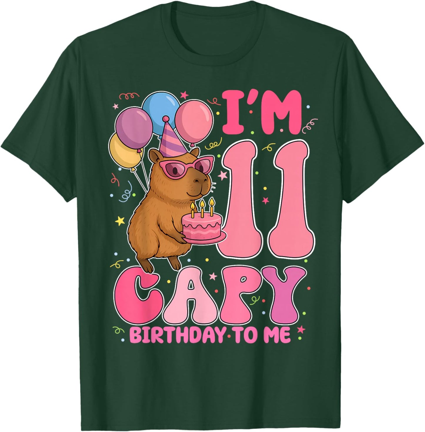 11 Years Old Capy Birthday to Me 11th Birthday Capybara T-Shirt - T-Shirt | Forest