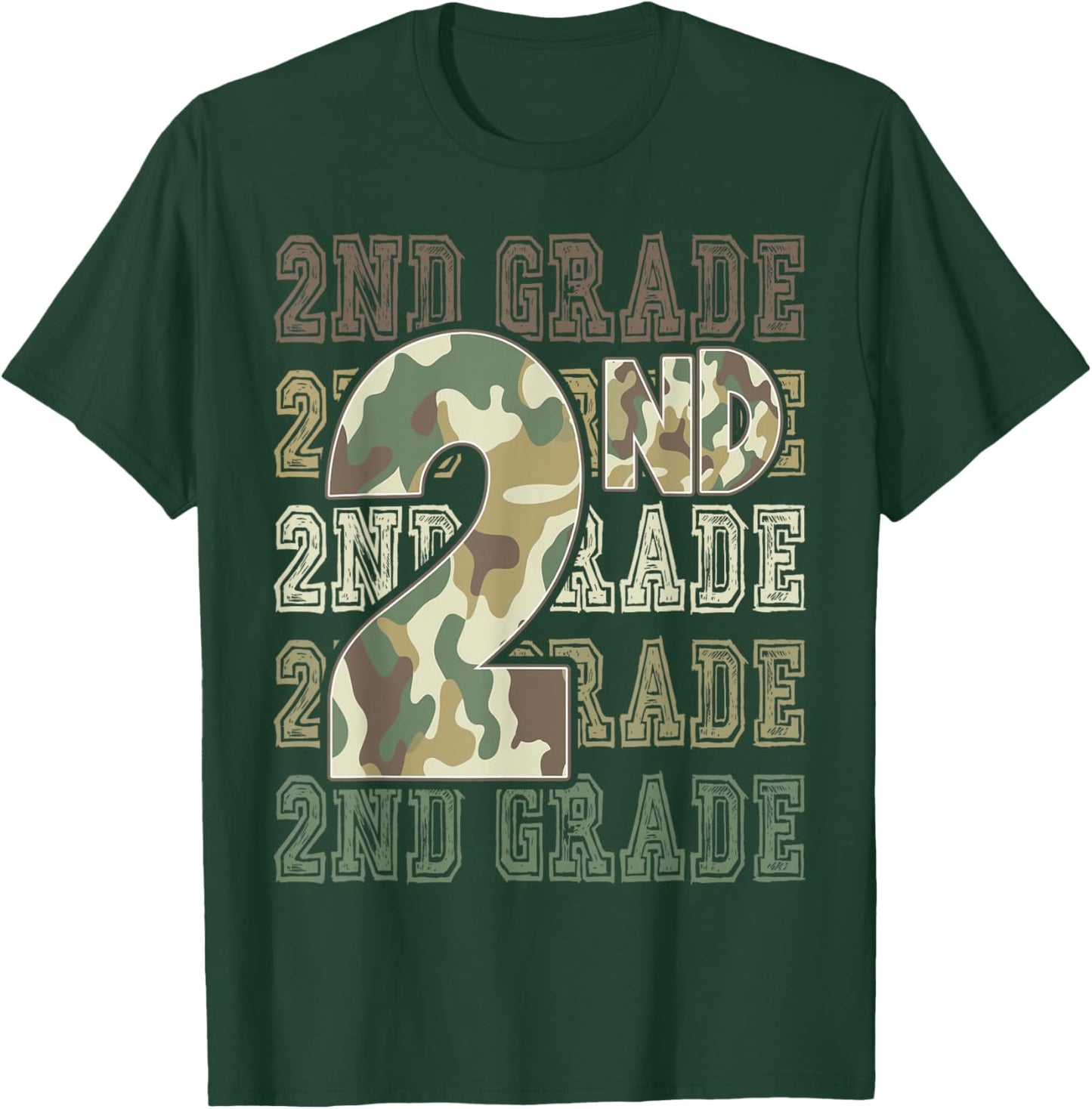 Camo 2nd Grade Squad First Day of School Boy Girl Teacher T-Shirt - T-Shirt | Forest