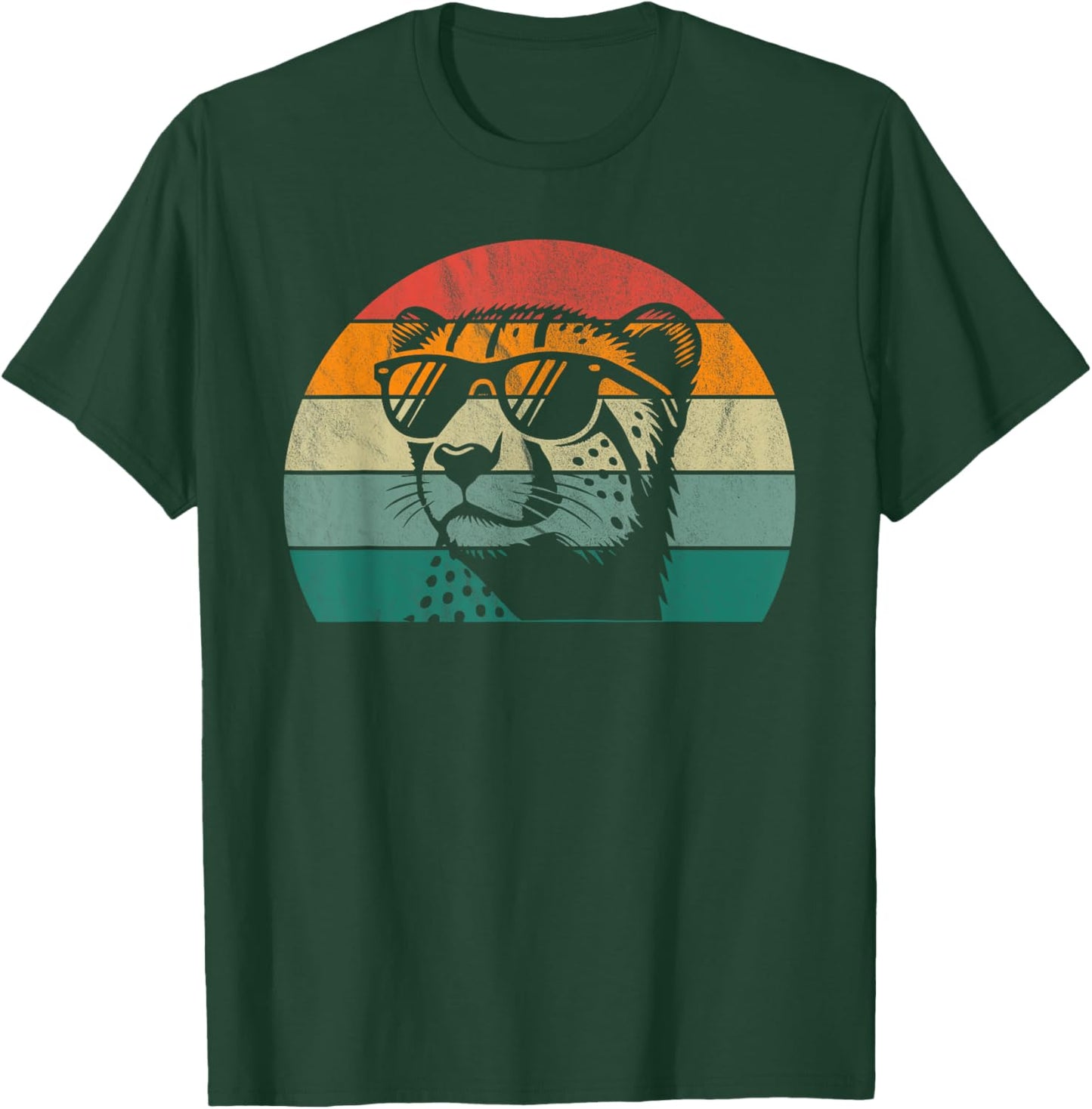 Retro Cheetah Design (Multi-Colour) | Sunset Cheetah , black, S T-Shirt - T-Shirt | Forest