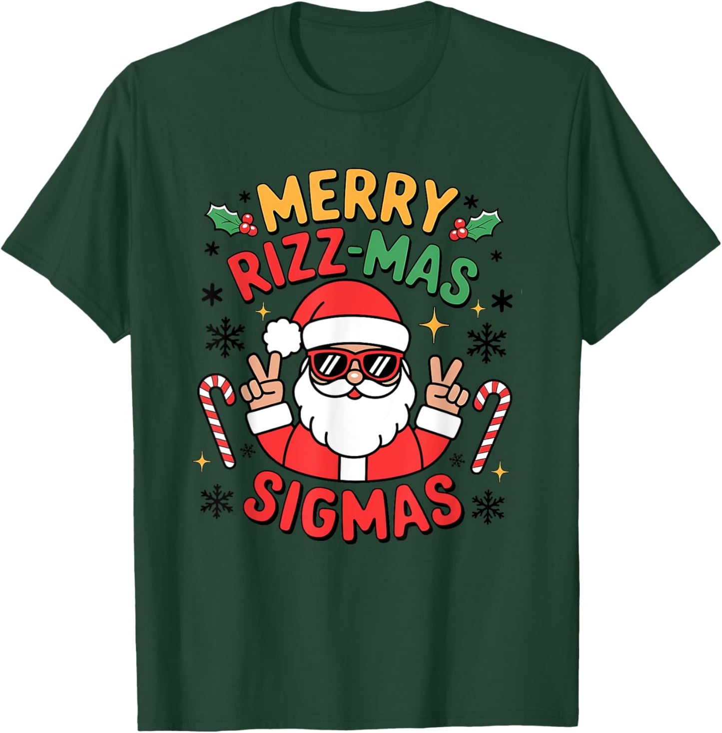 Merry Rizzmas Sigmas Funny Christmas T-Shirt - T-Shirt | Forest