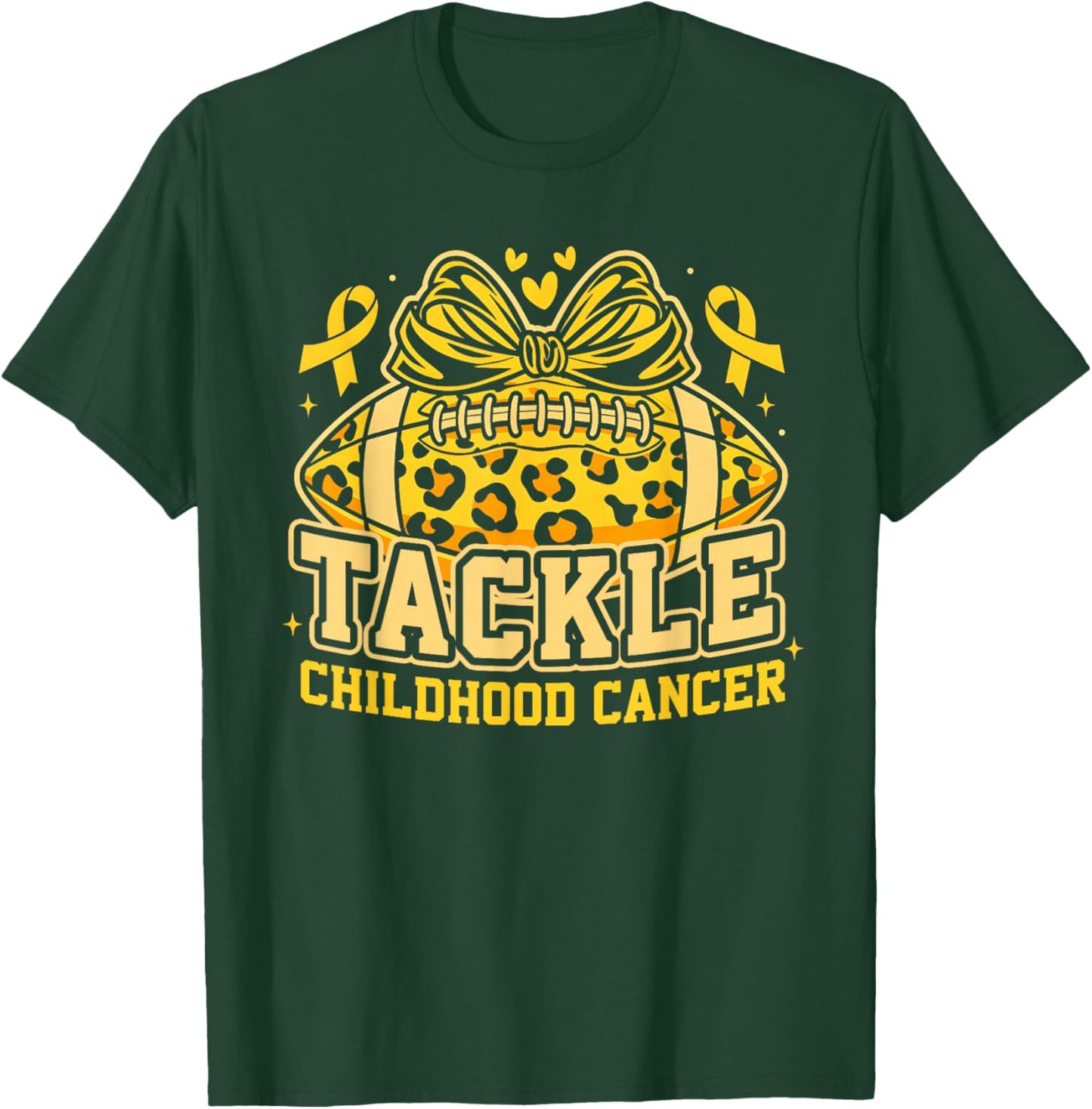 Tackle Childhood Cancer Football Childhood Cancer Awareness T-Shirt - T-Shirt | Forest