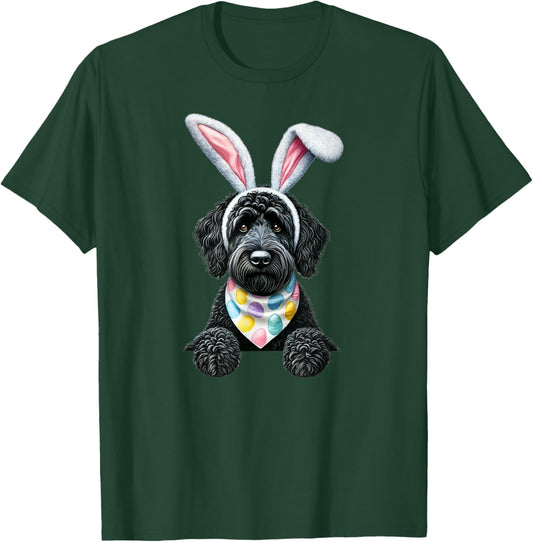 Easter Dog Bunny Spring Goldendoodle Dog Easter Egg Hunting T-Shirt - T-Shirt | Forest