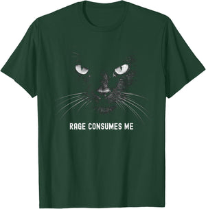 Rage Consumes Me Black Cat Anger Meme Funny Angry Humor T-Shirt - T-Shirt | Forest