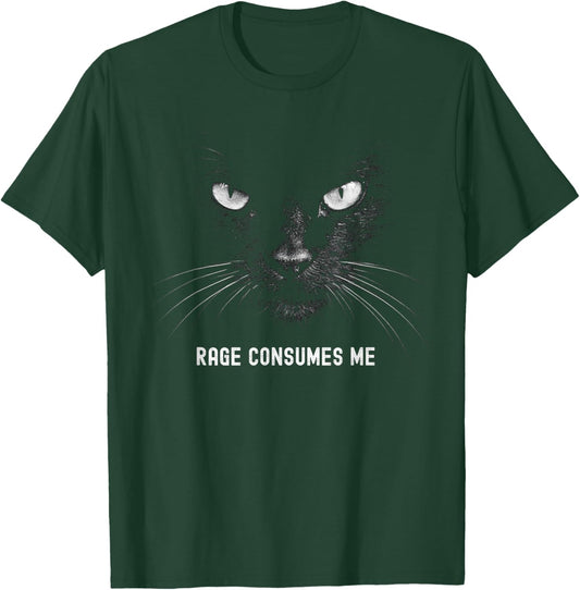 Rage Consumes Me Black Cat Anger Meme Funny Angry Humor T-Shirt - T-Shirt | Forest