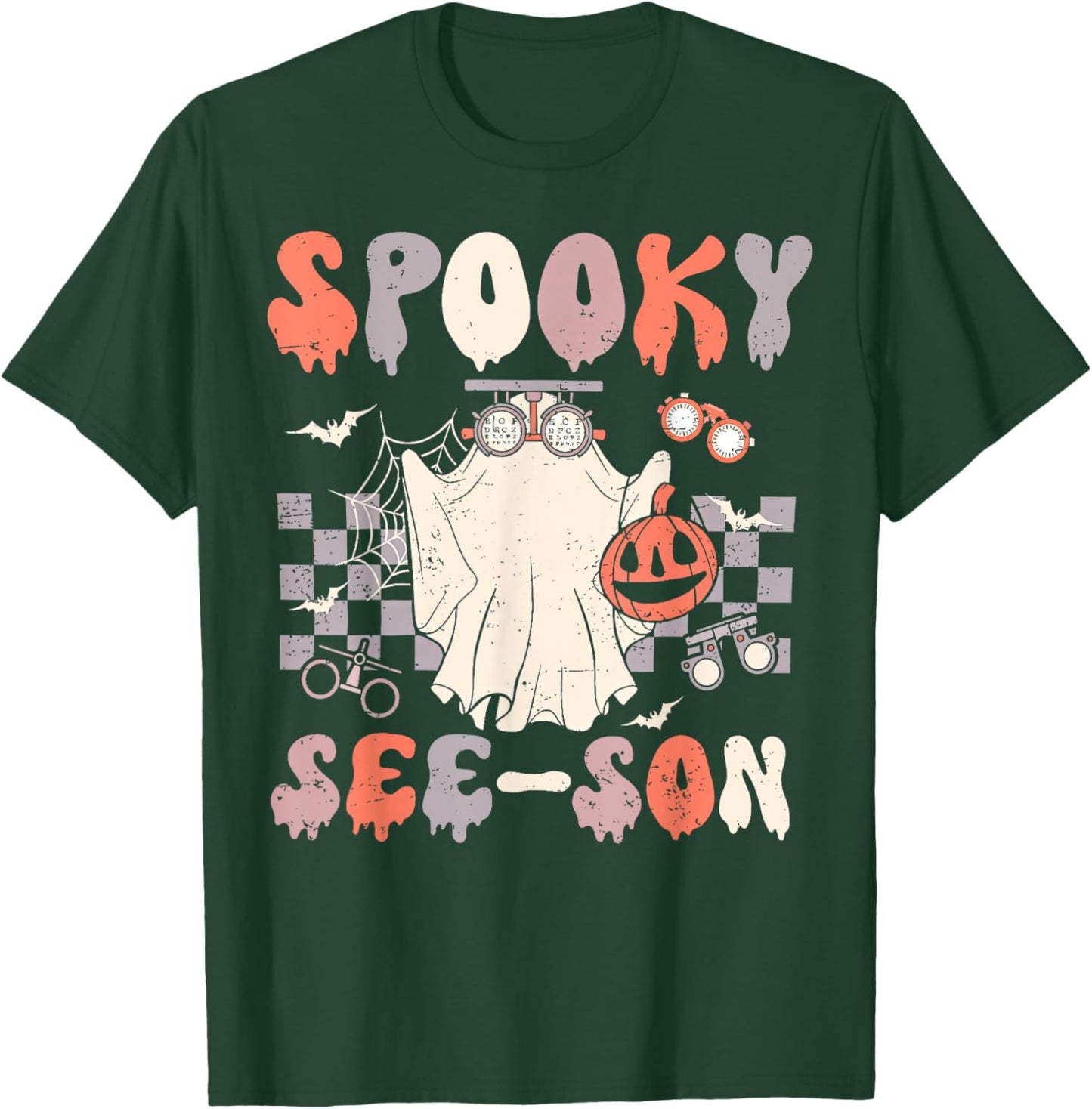 Retro Spooky See-son Optometrist Optometry Ghost Halloween T-Shirt - T-Shirt | Forest
