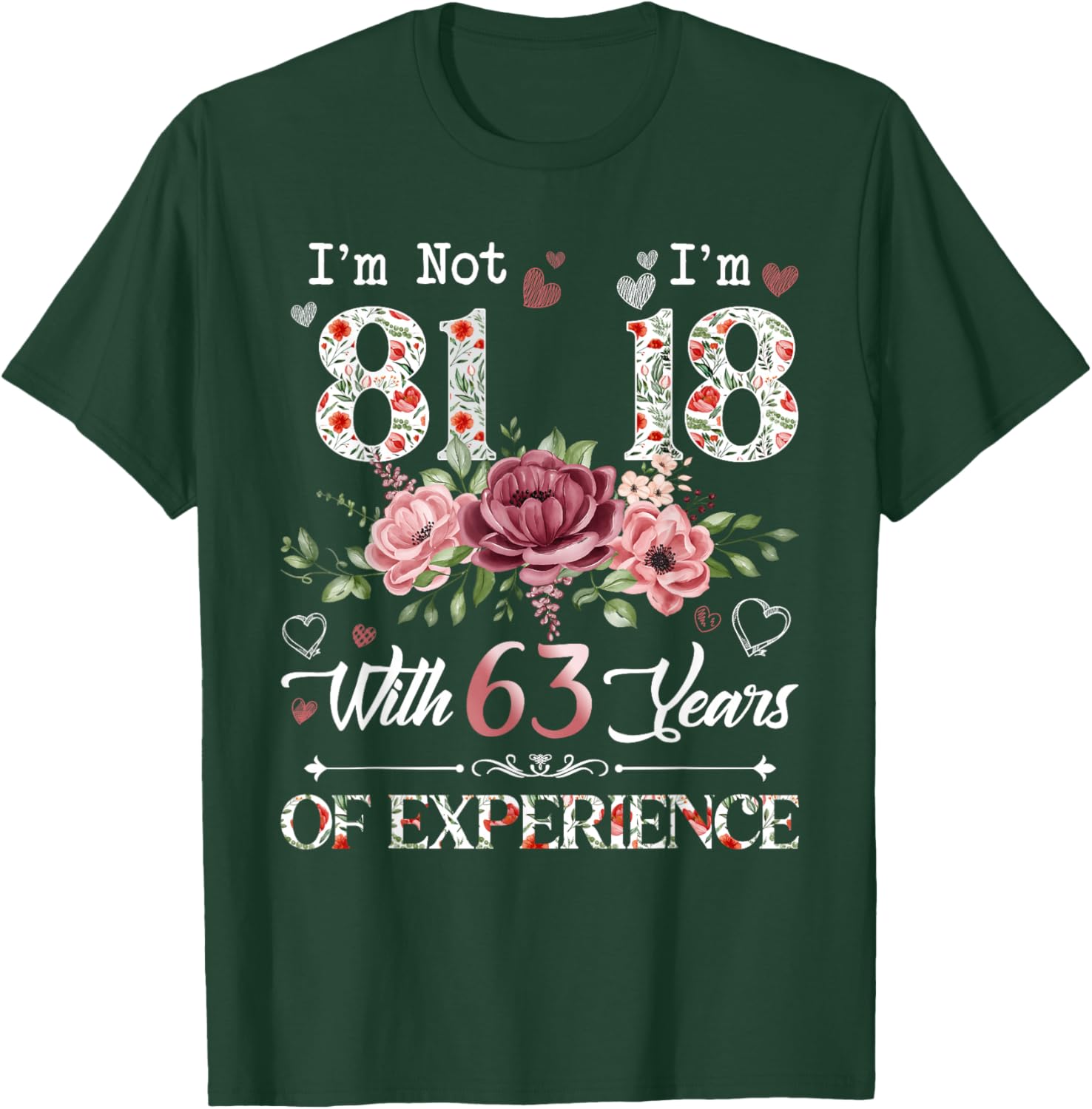 I'm Not 81 I'm 18 With 63 Years of Experience 81st Birthday T-Shirt - T-Shirt | Forest