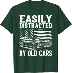 Easily Distracted by Old Cars Vintage T-Shirt - T-Shirt | Forest