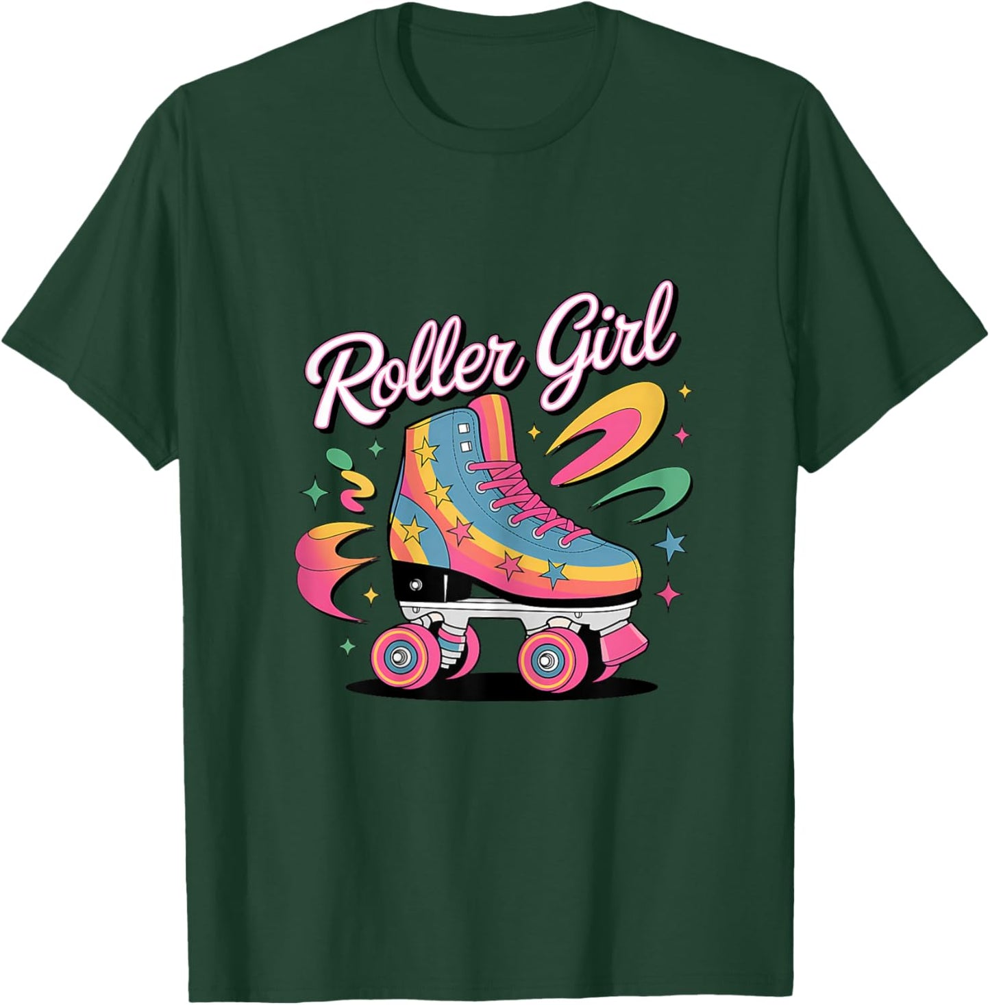 Roller Girl Skater Roller Skating 70s 90s 80's Roller Skates T-Shirt - T-Shirt | Forest