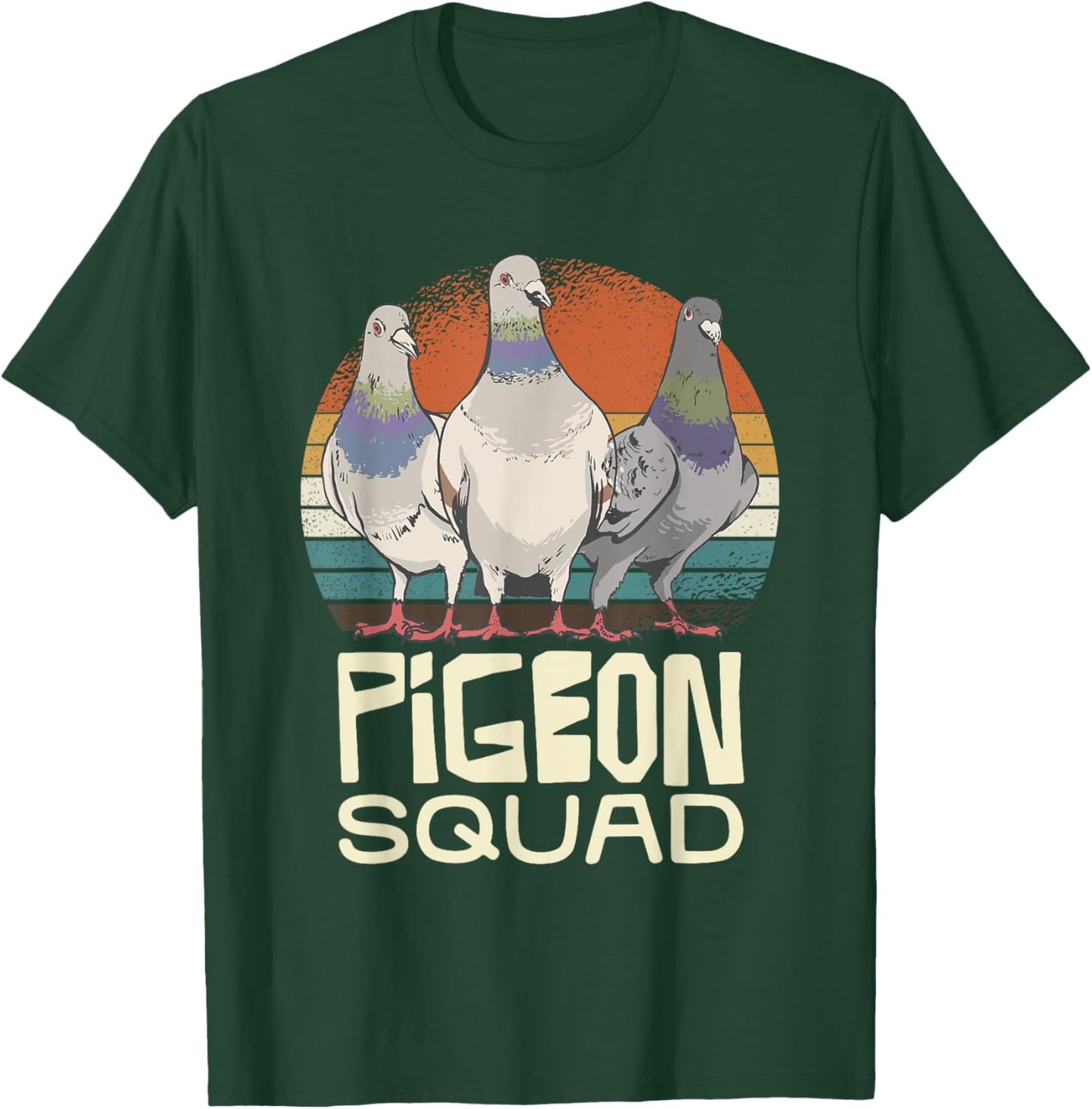 Pigeon Squad Retro Birds Unite Vibes T-Shirt - T-Shirt | Forest