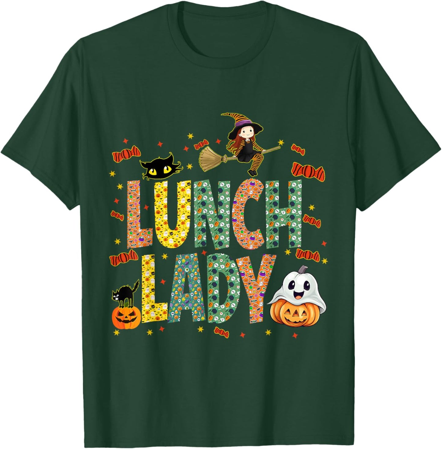 Halloween Lunch Lady Cafeteria Spooky Lunch Lady Halloween T-Shirt - T-Shirt | Forest