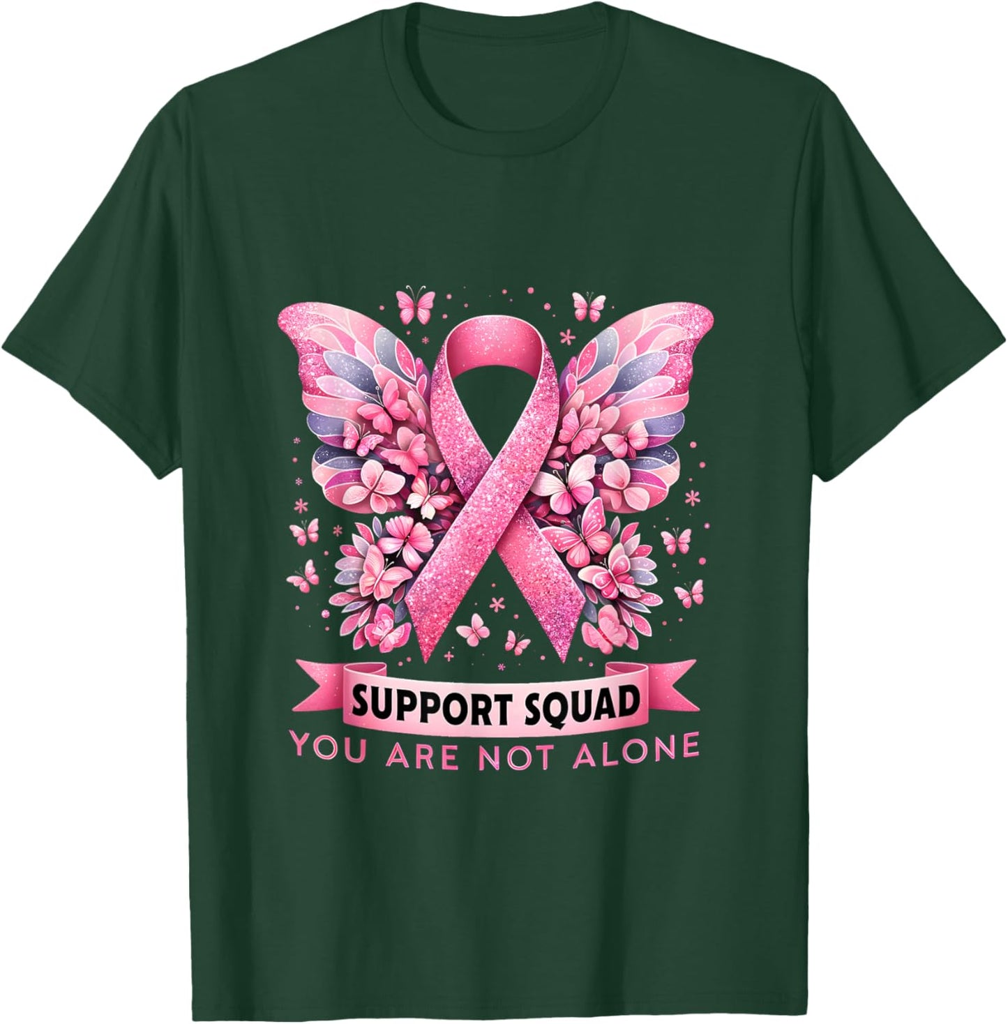Breast Cancer Warrior Breast Cancer Awareness Support Squad T-Shirt - T-Shirt | Forest