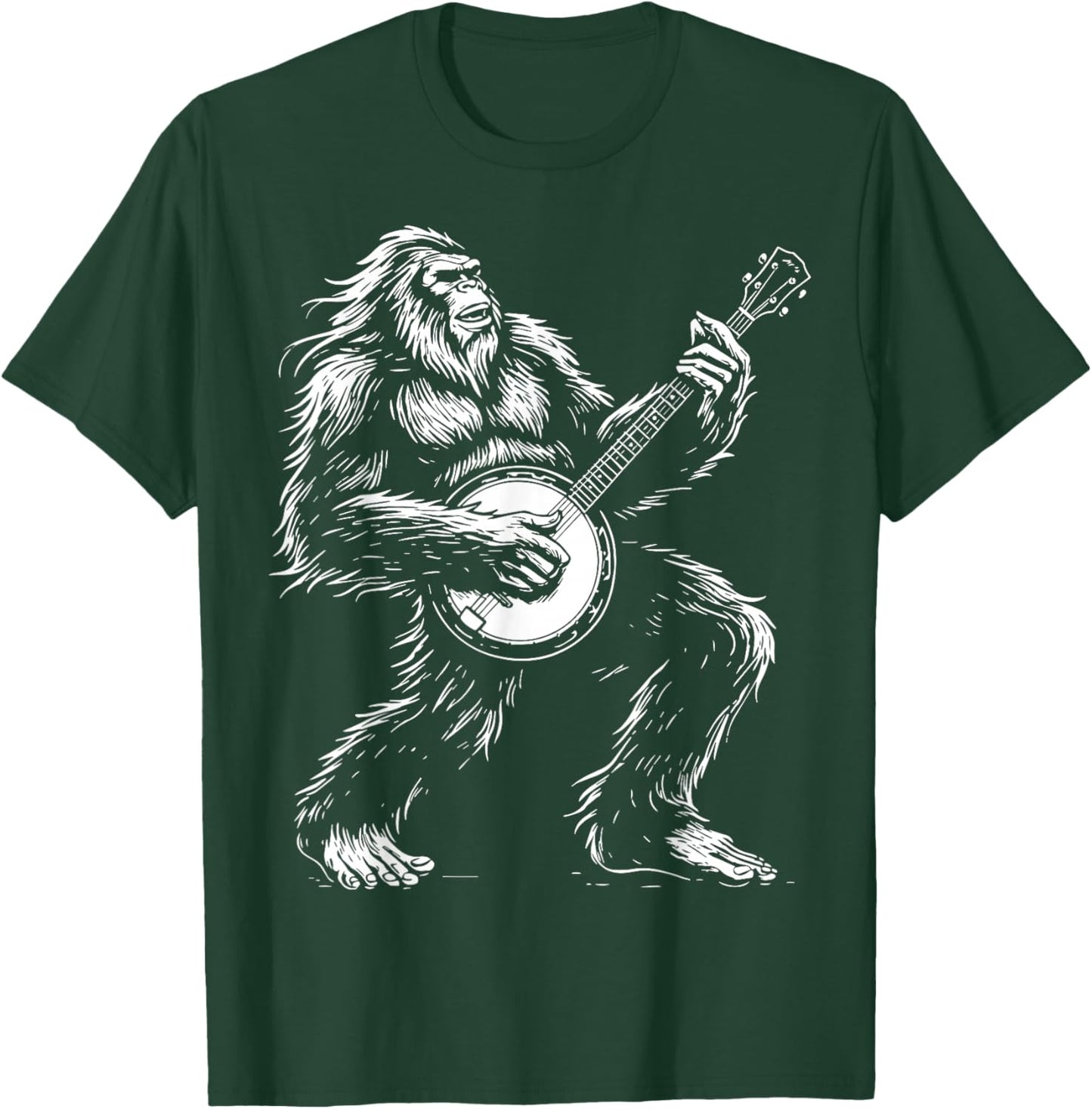 Bigfoot Playing Banjo T-Shirt - T-Shirt | Forest